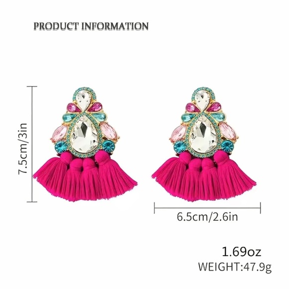 Boho Fan-Shaped Tassel Alloy Earrings - Picture 5 of 7